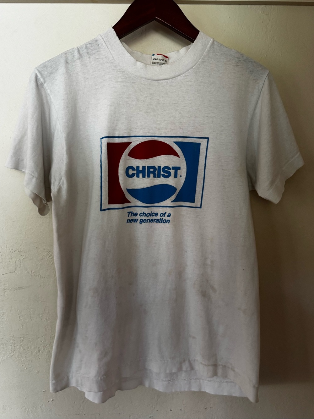 Vintage 80s Fruit of the Loom CHRIST Choice of a New Generation T Shirt USA Sz M